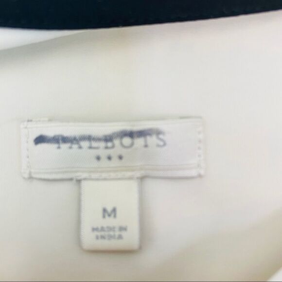 Talbots ivory and black color-block button up sleeveless top size medium - Picture 5 of 6